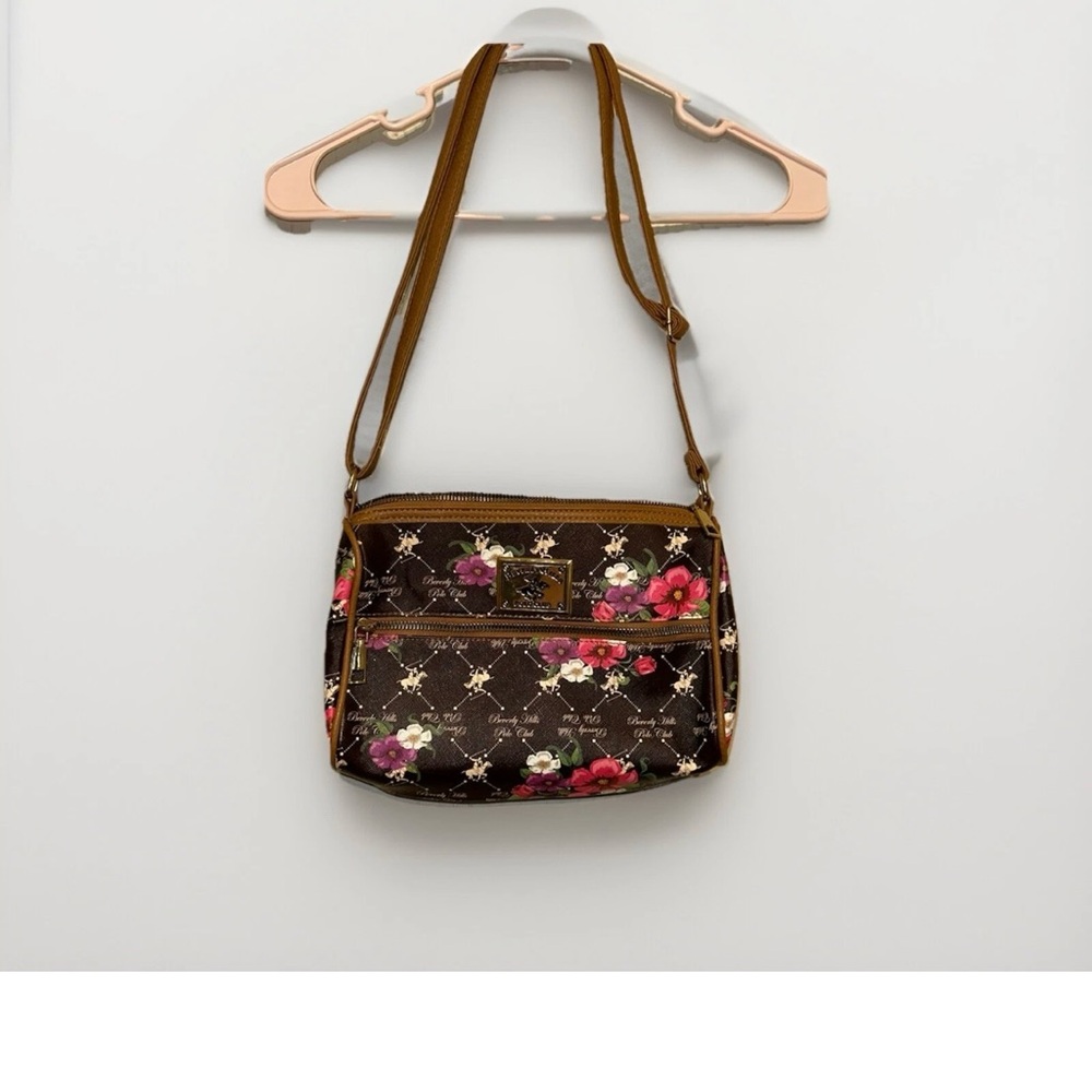 Beverly Hills Polo Club Floral Brown Crossbody Bag